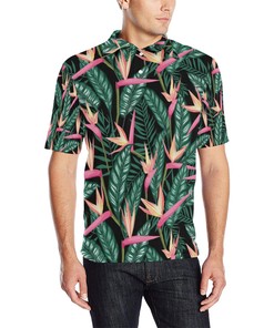 Bird Of Paradise Pattern Print Design Men Polo Shirt A2