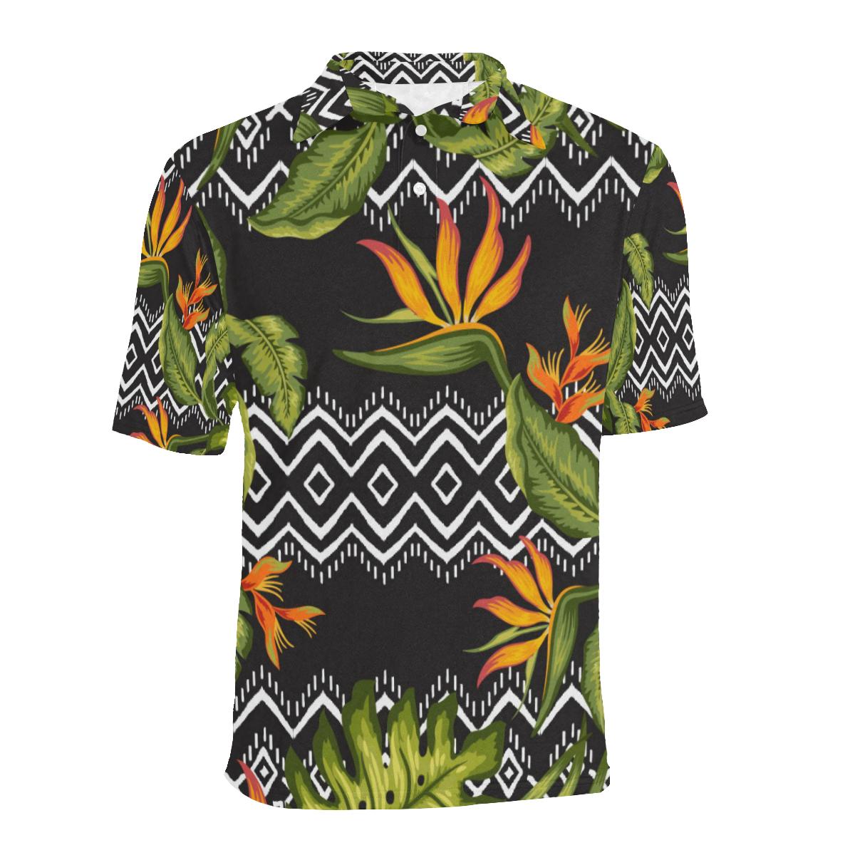 Bird Of Paradise Pattern Print Design Men Polo Shirt A3 - Image 2