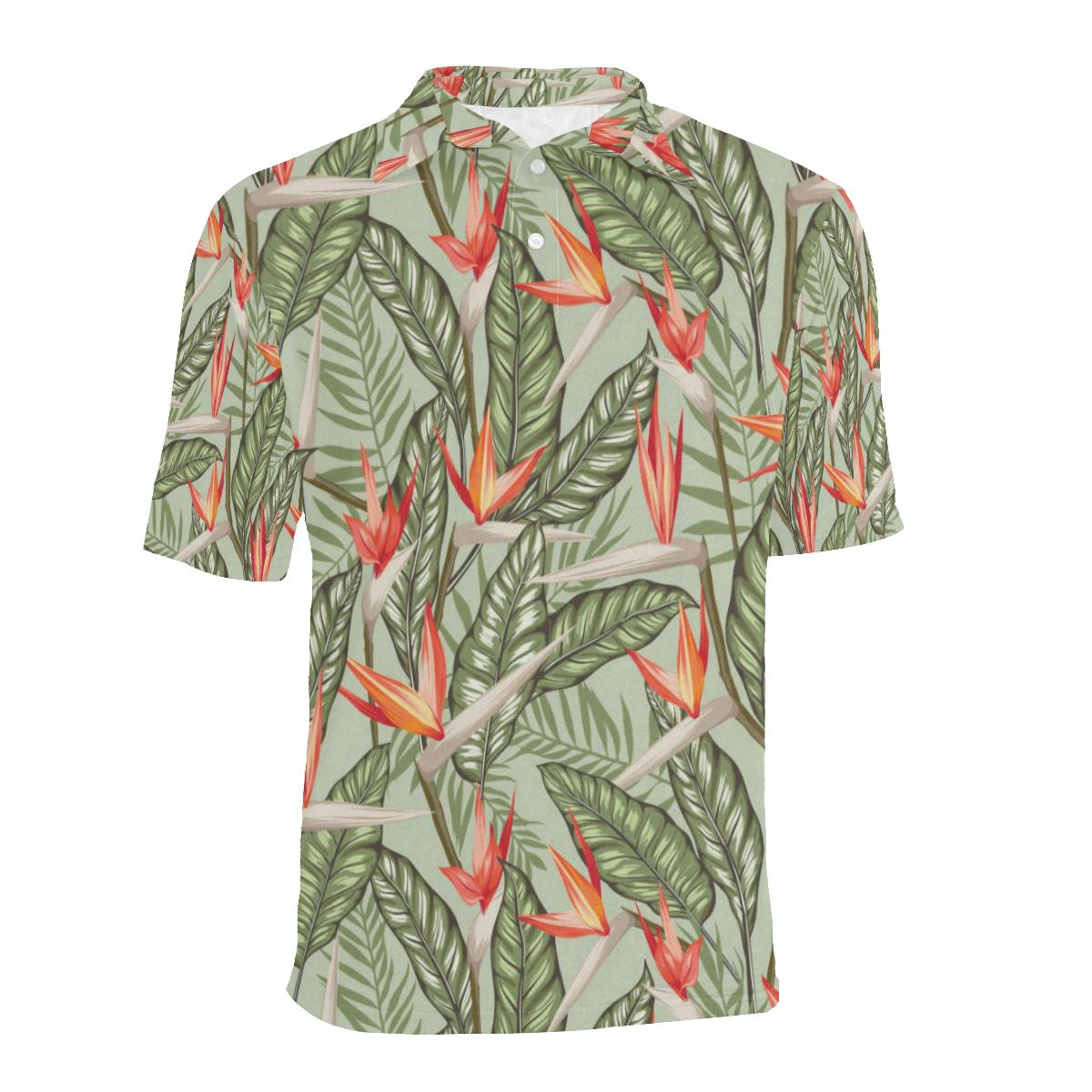Bird Of Paradise Pattern Print Design Men Polo Shirt A4 - Image 2