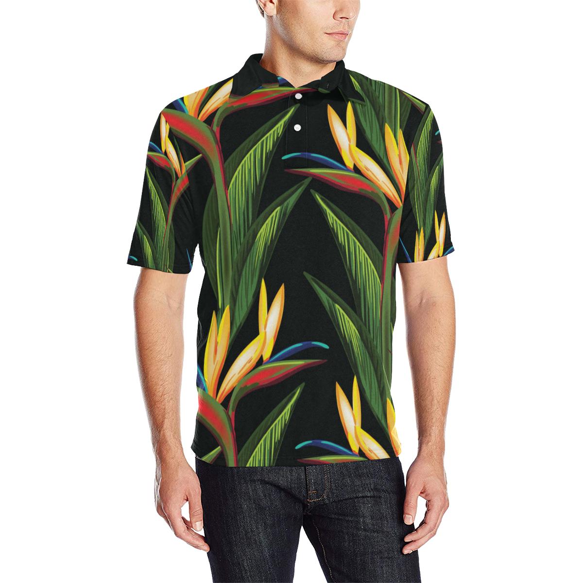 Bird Of Paradise Pattern Print Design Men Polo Shirt A8