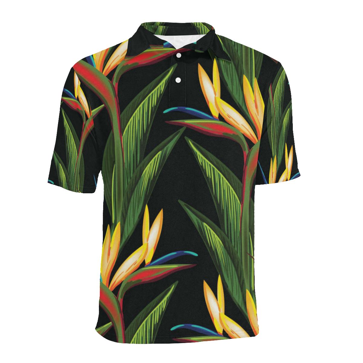 Bird Of Paradise Pattern Print Design Men Polo Shirt A8 - Image 2