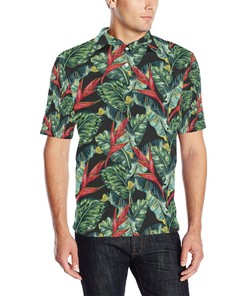 Bird Of Paradise Pattern Print Design Polo Shirt