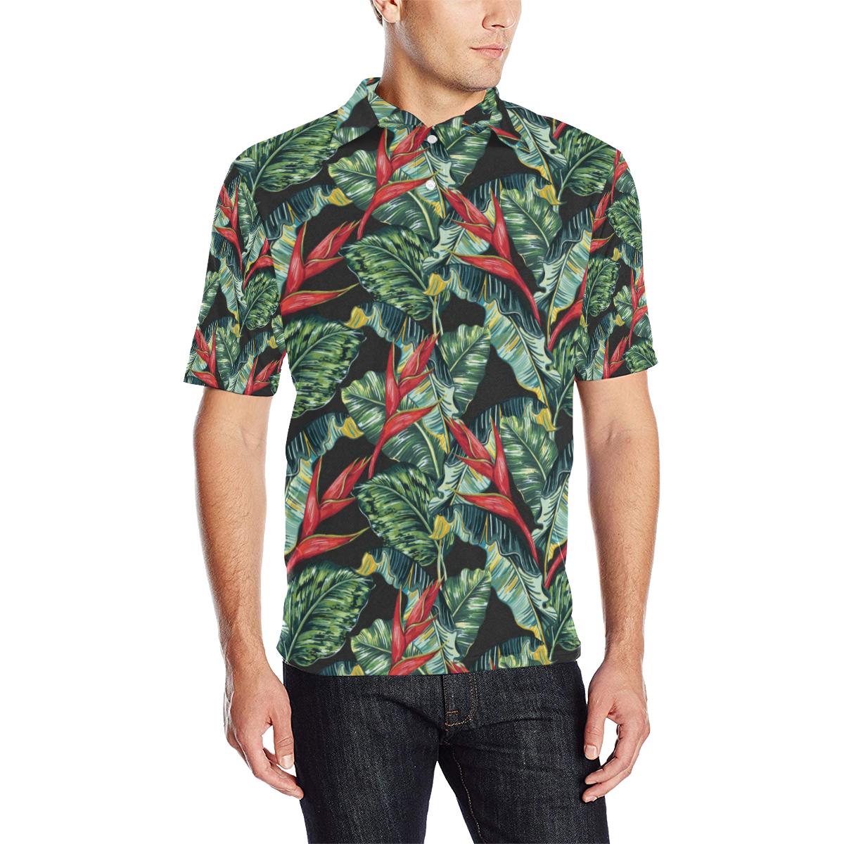 Bird Of Paradise Pattern Print Design Polo Shirt