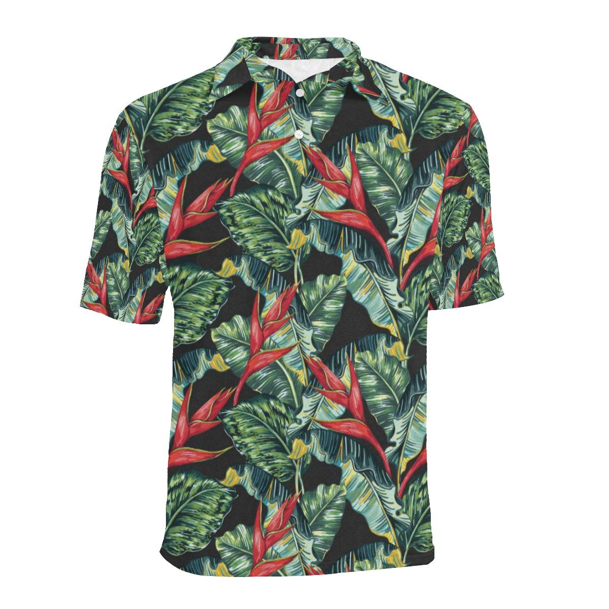 Bird Of Paradise Pattern Print Design Polo Shirt - Image 2