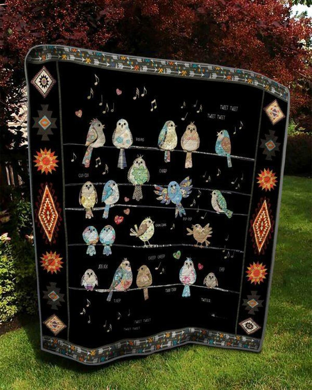 Bird On Wire Customizable Quilt Bedding Set for Bedroom Decor and Family Gifts