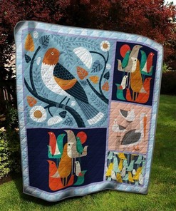 Bird Pattern Personalized Quilt Blanket Bedding Set for Home Decoration and Family Gifts