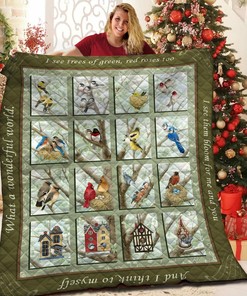Bird Quilt Bedding Set Af Bedroom Decor, Gifts for Family