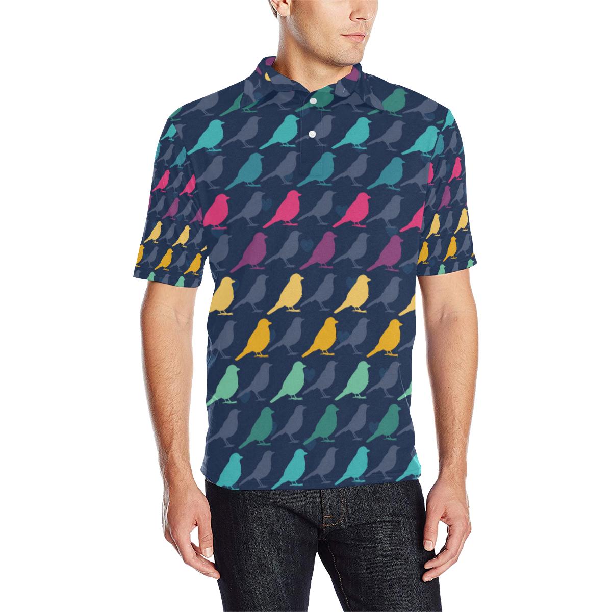 Birds Pattern Print Design 01 Men Polo Shirt
