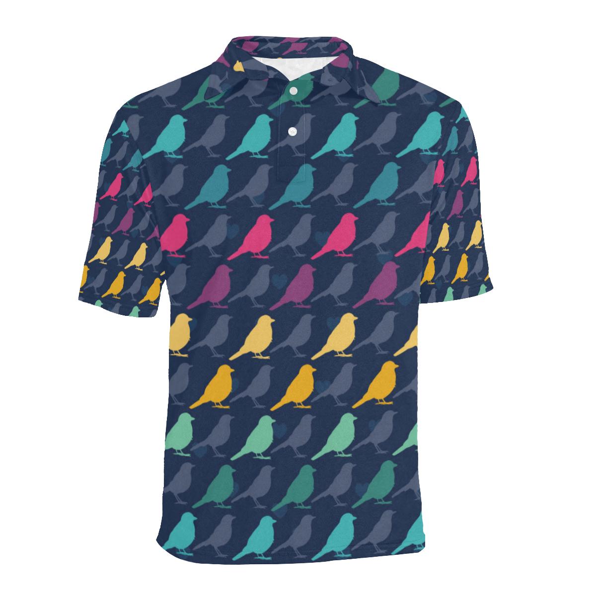 Birds Pattern Print Design 01 Men Polo Shirt - Image 2