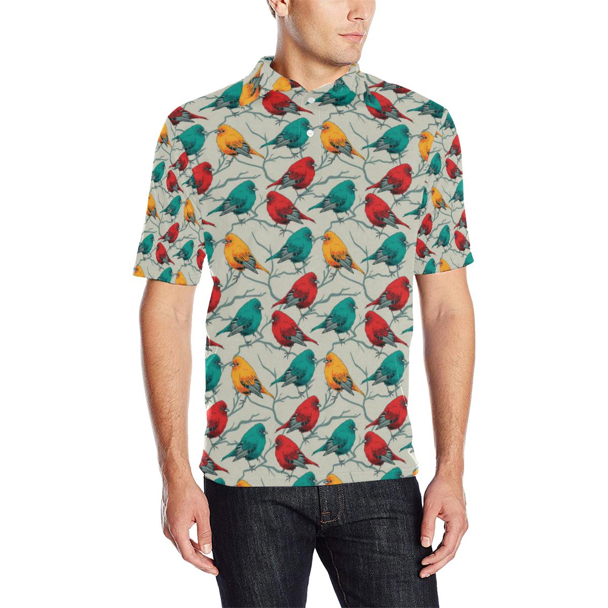 Birds Pattern Print Design 04 Men Polo Shirt