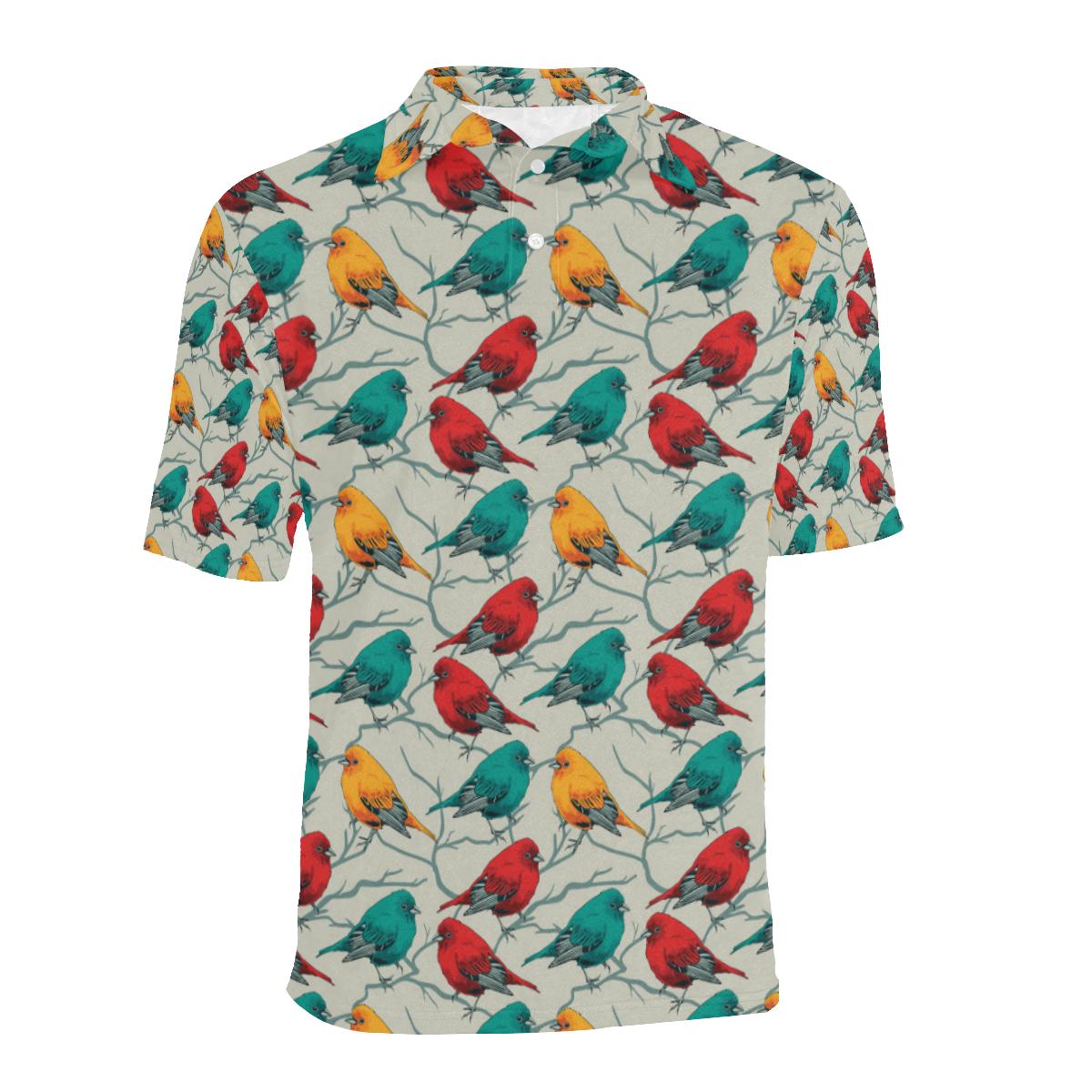 Birds Pattern Print Design 04 Men Polo Shirt - Image 2