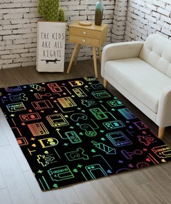 Black American Flag Gaming Floor Rug for Living Room and Bedroom