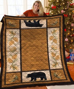 Black Bear Grove Quilt Bedding Set for Home Decoration and Outdoor Excursions, Great Gifts for Family
