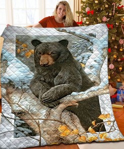 Black Bear Personalized Quilt Bedding Set for Home Decoration and Family Gifts