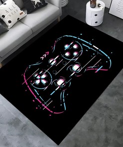 Black Carpet for Boys Teen Video Game Bedroom Washable Rug Gaming Area Rugs