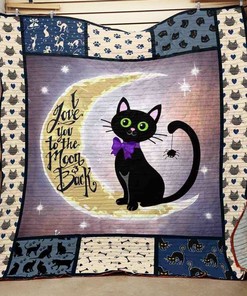 Black Cat I Love You To The Moon And Back Quilt Bedding Set Blanket