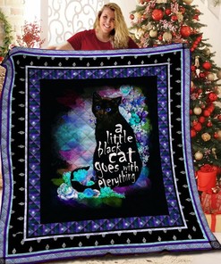 Black Cat Personalized Quilt Bedding Set - Great for Bedroom Decor and Family Gifts
