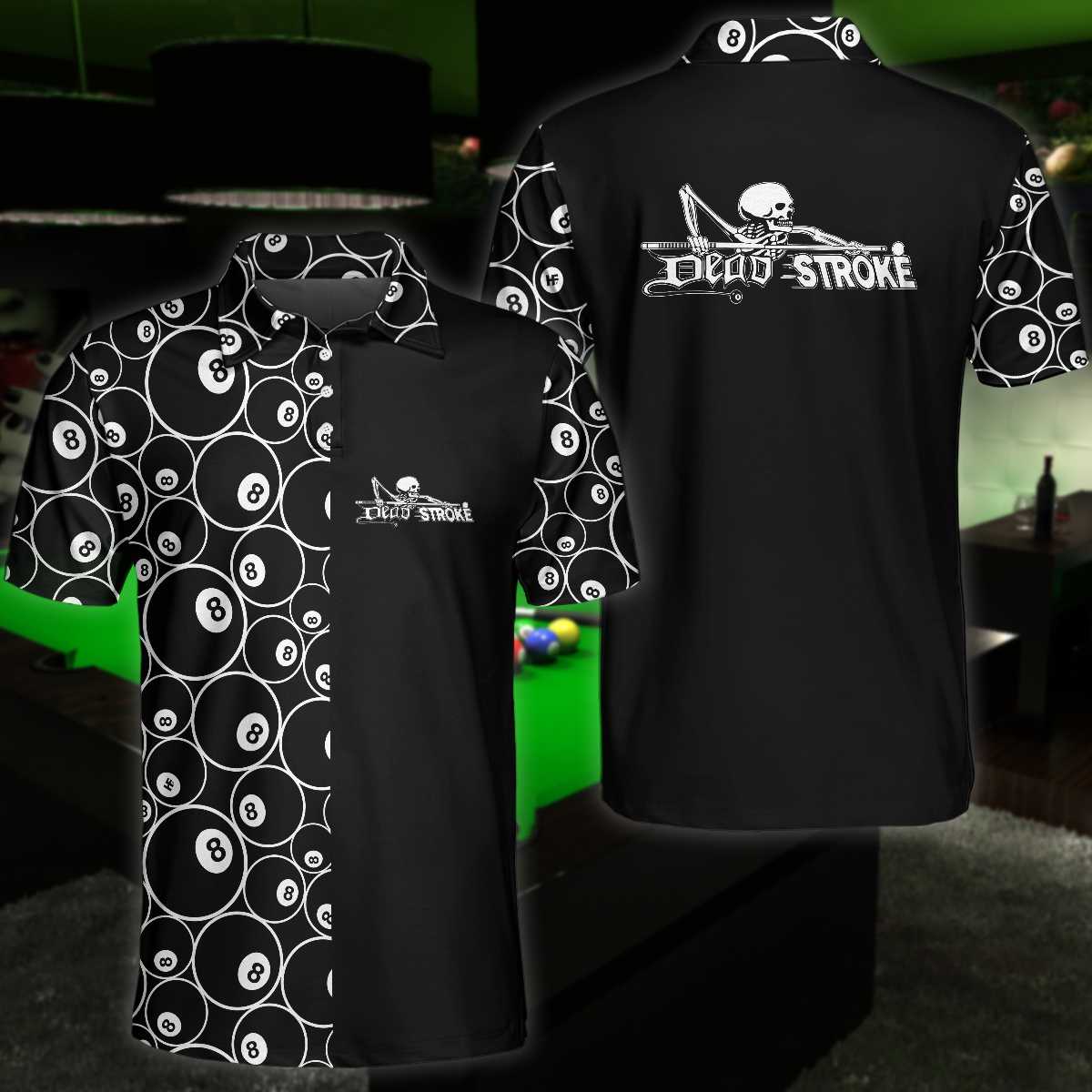 Black Dead Stroke Billiard Skull Polo Shirt