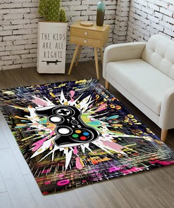 Black Gamepad Area Rug - Door Mats, Home Runner Rug, Nursery Throw Rugs, Yoga Mat - Gaming Decor