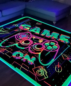 Black Light Printed Carpet for Gaming Room: Glow in the Dark Rug