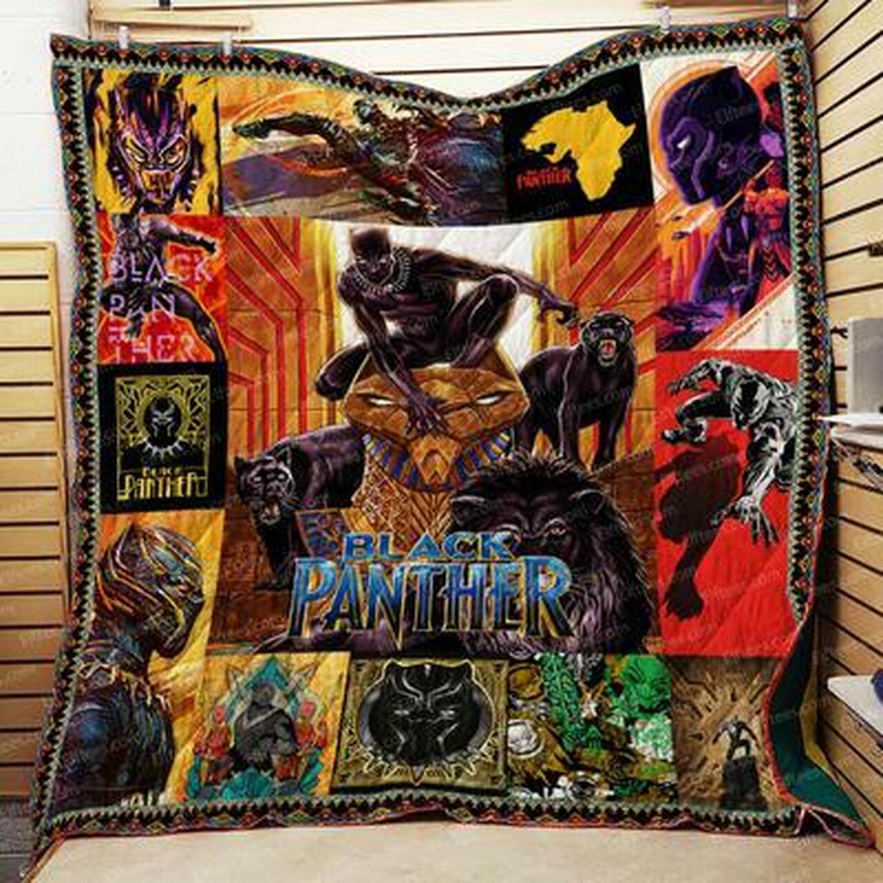 Black Panther African Themed Personalized Quilt Bedding Set for Bedroom Decor and Family Gifts