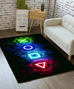 Black Polyester Fiber Floor Carpet Yoga Mat for Living Room - Video Game Controller Gamepad Home Decor Printed