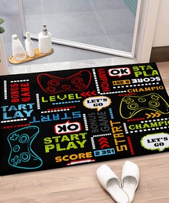 Black Standing Throw Doormats Yoga Runner Mat for Gamers - Controller Gamepad Player