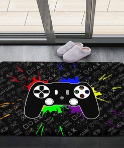 Black Video Games Area Rugs - Floor Mat Door Mats Home Runner Rug Carpet for Bedroom