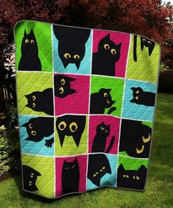 Black Weirdo Cat Quilt Blanket Bedding Set - Perfect for Bedroom Decor and Family Gifts