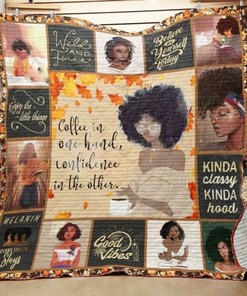 Black Women Coffee In One Hand Quilt Bedding Set Blanket Gifts For Black Daughter Girlfriend Wife
