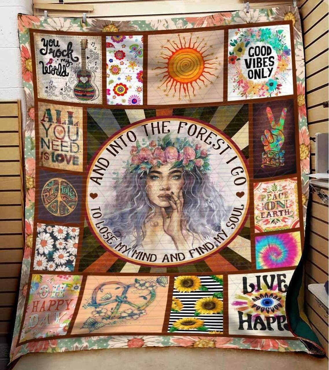 Blanket Hippie And Into The Forest I Go Quilt Bedding Set Bedroom Decor, Gifts for Family