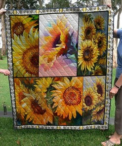 Blooming Sunflower Personalized Quilt Bedding Set for Bedroom Decor or Picnic