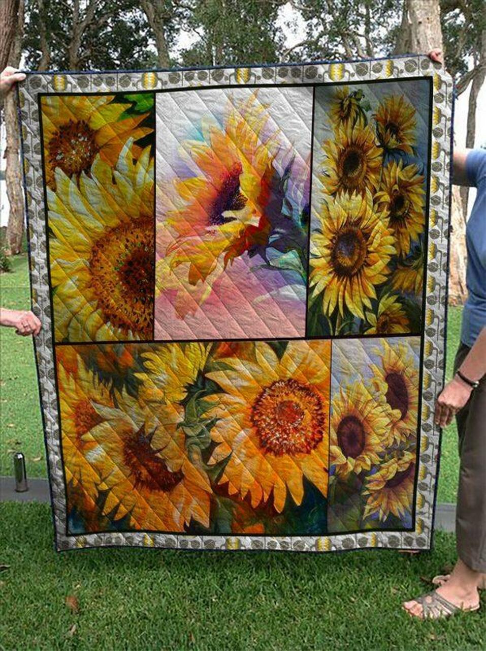 Blooming Sunflower Personalized Quilt Bedding Set for Bedroom Decor or Picnic