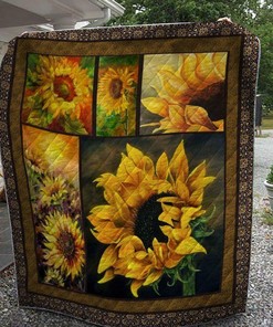 Blooming Sunflower Personalized Quilt Bedding Set for Bedroom Decor or Picnic, Gifts for Family