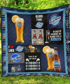 Blue Moon Funny Gift For Beer Lover Quilt Bedding Set with Personalized Name, Perfect for Family Gifts and Bedroom Decor