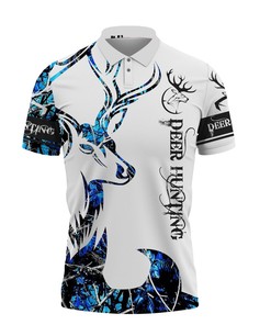 Blue Neon Deer Hunting Lover Polo Shirt All Over Print