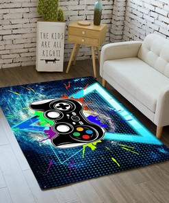 Blue Upside-Down Triangle Video Games Area Rug - Home Runner Rug, Carpet for Bedroom, Indoor/Outdoor Throw Rugs