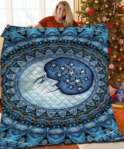 Bohemian Blue Moon Quilt Bedding Set - Perfect for Bedroom Decor and Family Gifts