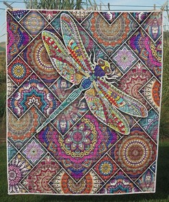 Boho Dragonfly Personalized Quilt Bedding Set Blanket- Great for Bedroom Decor and Family Gifts
