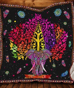 Boho Luxury Mandala Elephant Quilt Bedding Set - Great for Bedroom Decoration and Family Gifts