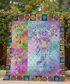 Boho Skull Blanket Quilt Bedding Set for Home Decoration and Family Gifts