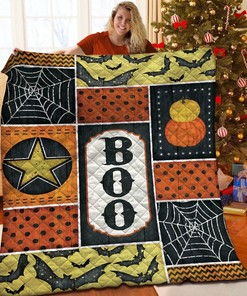 Boo Halloween Quilt Bedding Set - Great for Bedroom Decoration and Family Gifts