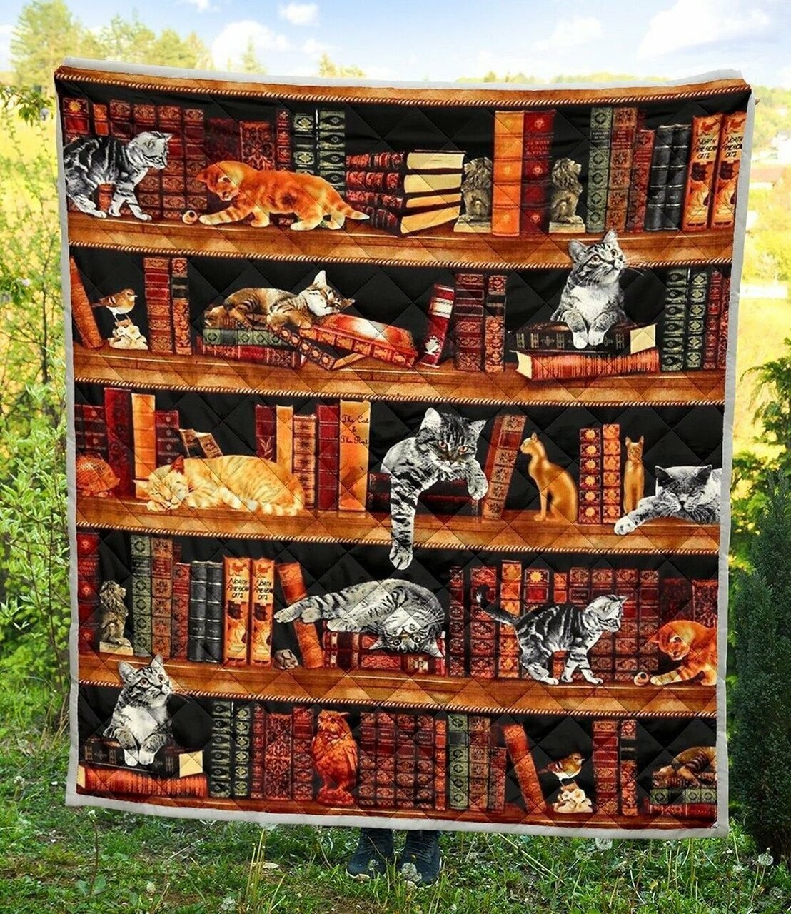 Book And Cat Make Me Feel Special Quilt Bedding Set - Bedroom Decor and Gifts for Family
