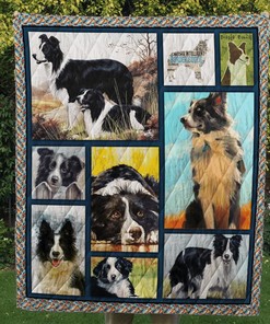 Border Collie Stay With Me Quilt Blanket Bedding Set Perfect for Bedroom Decor and Family Gifts