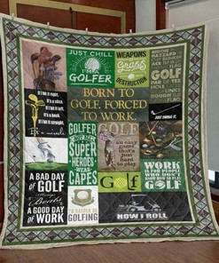 Born To Golf Personalized Quilt Blanket Bedding Set for Home Decoration and Family Gifts