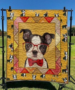 Boston Terrier Personalized Quilt Blanket Bedding Set for Home Decoration and Family Gifts