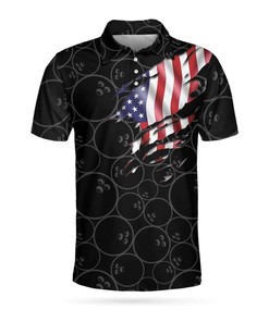 Bowling American Flag 3D All Over Printed Polo Shirt, Bowling Polo Shirt
