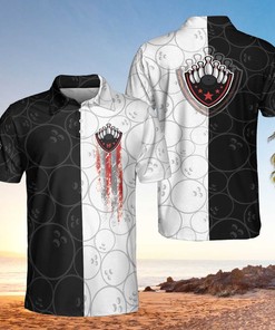 Bowling Black And White Pattern Polo Shirt