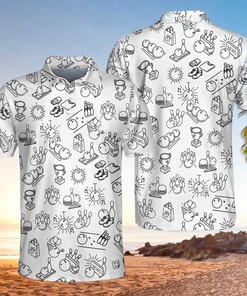 Bowling Icon White Polo Shirt