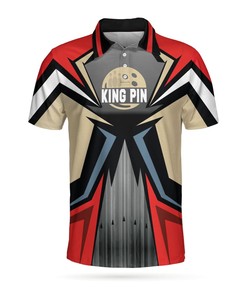 Bowling Red Kingpin 3D Short Sleeve Polo Shirt, Sports Polo Shirt